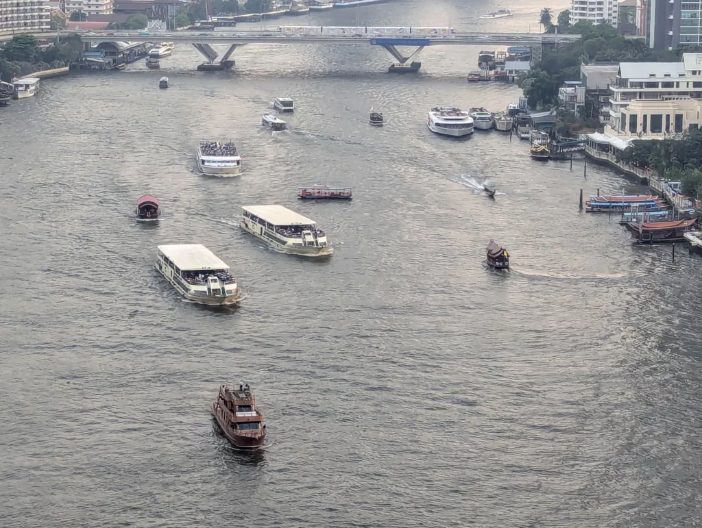 View of the river with many boats